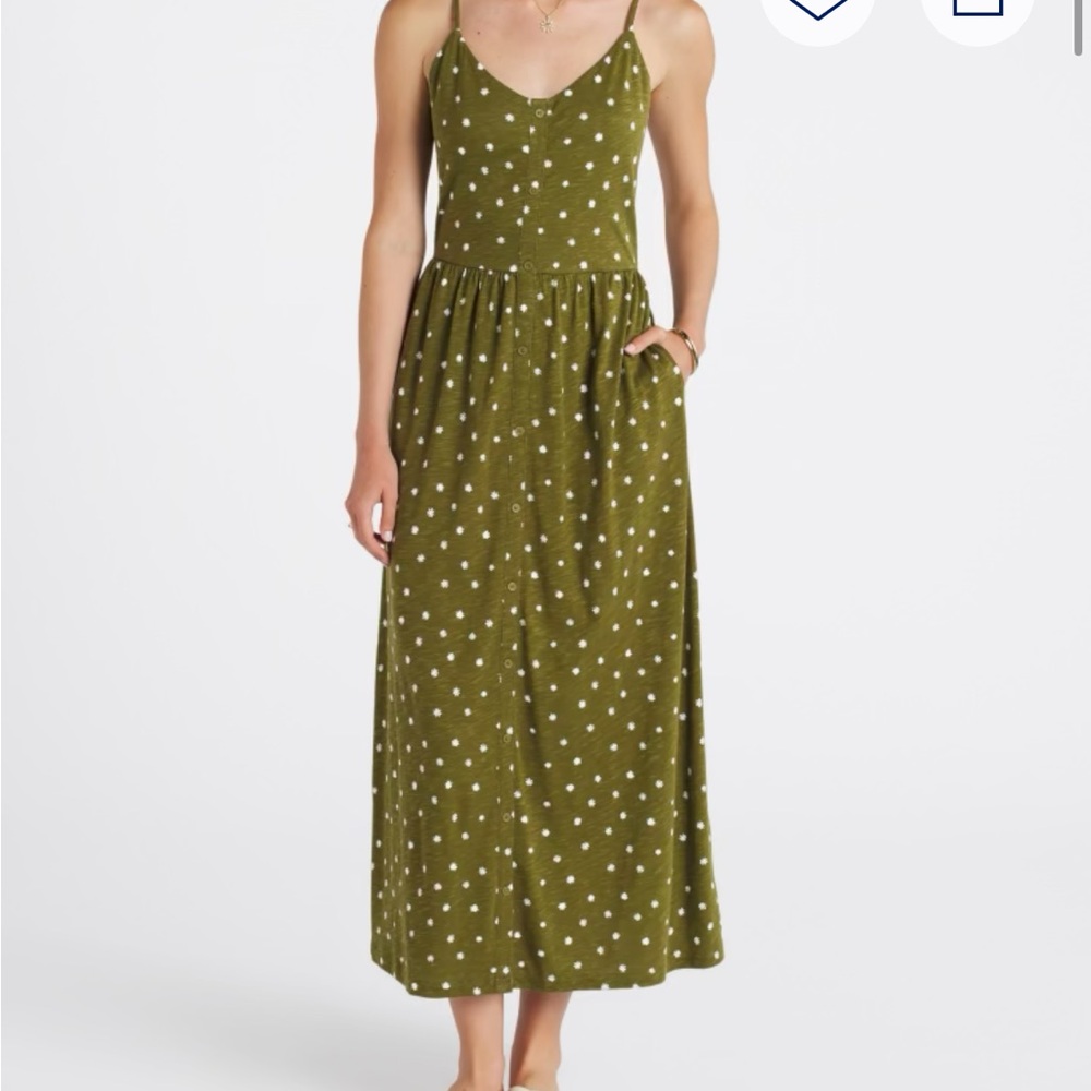 Market & Spruce Green Pleated Sundress Sleeveless Maxi